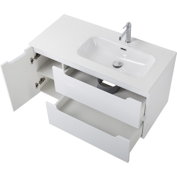 Тумба подвесная с раковиной BelBagno ETNA-1000-2C-1A-SO-BL-R 100 см (раковина BB1000ETL-R) Bianco Lucido, Цвет фасада: Bianco Lucido - фото 8