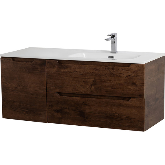 Тумба подвесная с раковиной BelBagno ETNA-1000-2C-1A-SO-RW-R 100 см (раковина BB1000ETL-R) Rovere Moro, Цвет фасада: Rovere Moro - фото 2