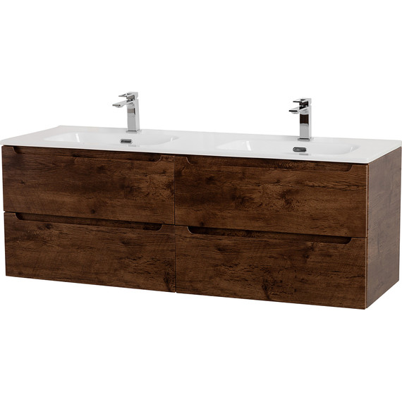 Тумба подвесная с раковиной BelBagno ETNA-1400-4C-SO-2-RW 140 см (раковина BB1400-2-ETL) Rovere Moro, Цвет фасада: Rovere Moro - фото 2