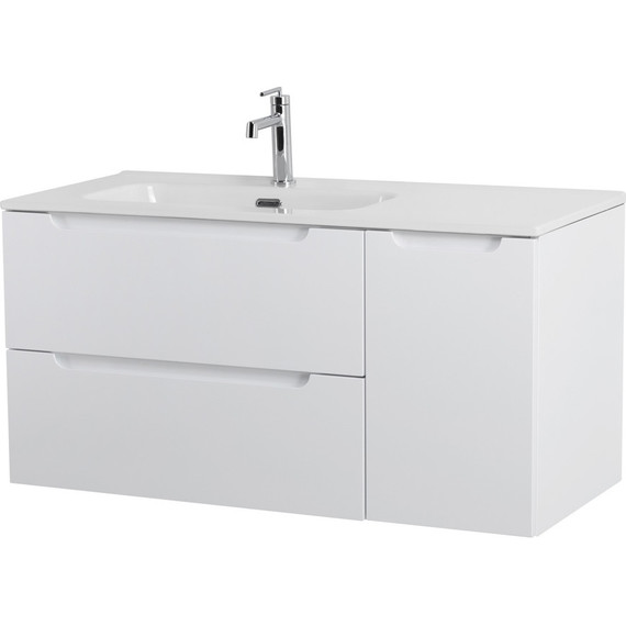 Тумба подвесная с раковиной BelBagno ETNA-1000-2C-1A-SO-BL-L 100 см (раковина BB1000ETL-L) Bianco Lucido, Цвет фасада: Bianco Lucido - фото 5