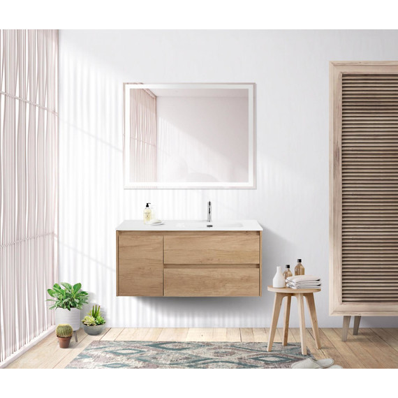 Тумба подвесная с раковиной BelBagno KRAFT-1000-2C-1A-SO-RNN-R 100 см, Rovere Nebrasca Nature - фото 11