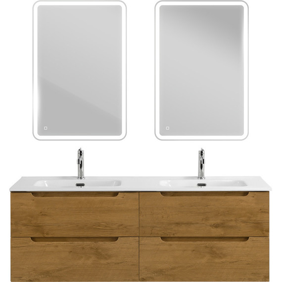 Тумба подвесная с раковиной BelBagno ETNA-1400-4C-SO-2-RN 140 см (раковина BB1400-2-ETL) Rovere Nature, Цвет фасада: Rovere Nature - фото 12