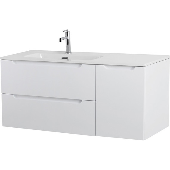 Тумба подвесная с раковиной BelBagno ETNA-1200-2C-1A-SO-BL-L 120 см (раковина BB1200ETL-L) Bianco Lucido, Цвет фасада: Bianco Lucido - фото 4