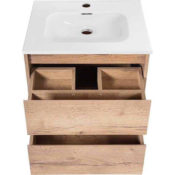 Тумба подвесная с раковиной BelBagno KRAFT-500-2C-SO-RT 50 см, Rovere Tabacco, Цвет фасада: Rovere Tabacco - фото 5