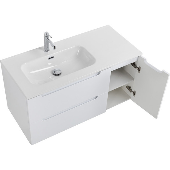 Тумба подвесная с раковиной BelBagno ETNA-1000-2C-1A-SO-BL-L 100 см (раковина BB1000ETL-L) Bianco Lucido, Цвет фасада: Bianco Lucido - фото 7
