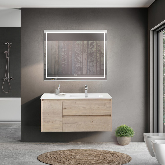 Тумба подвесная с раковиной BelBagno KRAFT-1000-2C-1A-SO-RGB-R 100 см, Rovere Galifax Bianco - фото 10