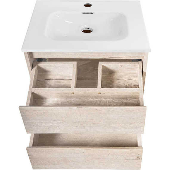 Тумба подвесная с раковиной BelBagno KRAFT-500-2C-SO-RGB 50 см, Rovere Galifax Bianco, Цвет фасада: Rovere Galifax Bianco - фото 3
