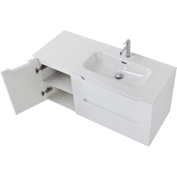 Тумба подвесная с раковиной BelBagno ETNA-1200-2C-1A-SO-BL-R 120 см (раковина BB1200ETL-R) Bianco Lucido, Цвет фасада: Bianco Lucido - фото 6