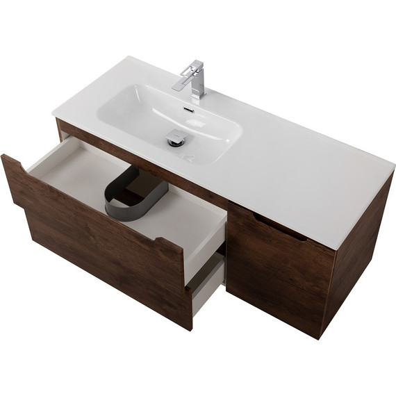 Тумба подвесная с раковиной BelBagno ETNA-1200-2C-1A-SO-RW-L 120 см (раковина BB1200ETL-L) Rovere Moro, Цвет фасада: Rovere Moro - фото 7