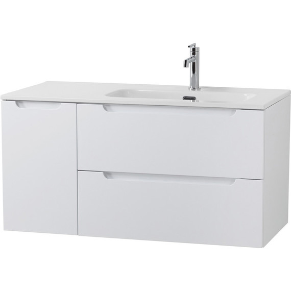 Тумба подвесная с раковиной BelBagno ETNA-1000-2C-1A-SO-BL-R 100 см (раковина BB1000ETL-R) Bianco Lucido, Цвет фасада: Bianco Lucido - фото 2