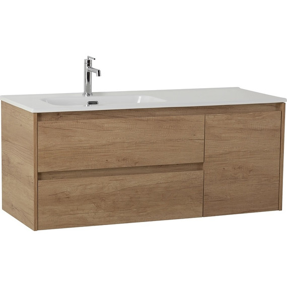 Тумба подвесная с раковиной BelBagno KRAFT-1200-2C-1A-SO-RNN-L 120 см, Rovere Nebrasca Nature - фото 2