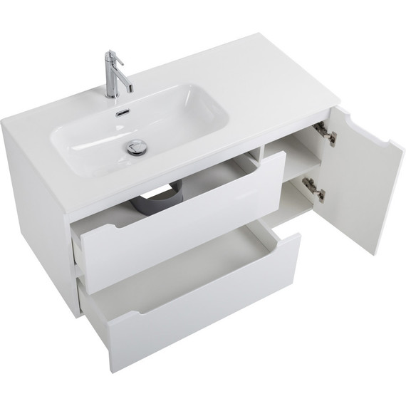 Тумба подвесная с раковиной BelBagno ETNA-1000-2C-1A-SO-BL-L 100 см (раковина BB1000ETL-L) Bianco Lucido, Цвет фасада: Bianco Lucido - фото 8