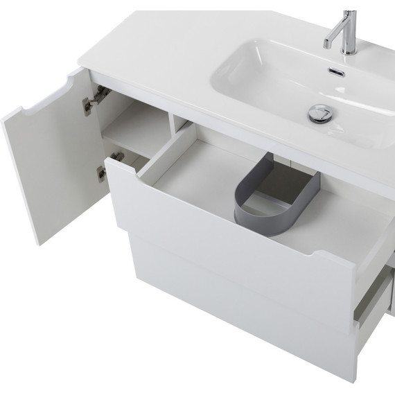 Тумба подвесная с раковиной BelBagno ETNA-1000-2C-1A-SO-BL-R 100 см (раковина BB1000ETL-R) Bianco Lucido, Цвет фасада: Bianco Lucido - фото 9