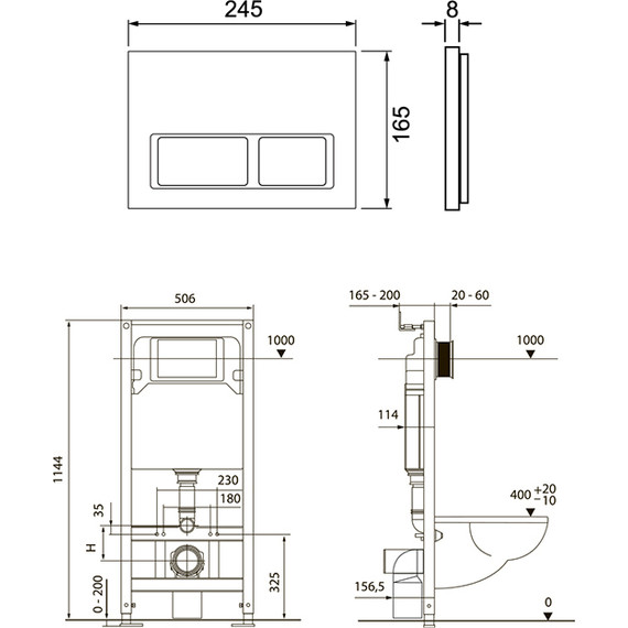 Инсталляция для подвесного унитаза TECEspring S401203 (кнопка белая глянцевая) - фото 6