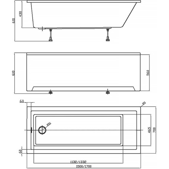 Ванна акриловая Azario Emilia 150x70 см AV.0011250, Размер - мм: 1500х700 - фото 4
