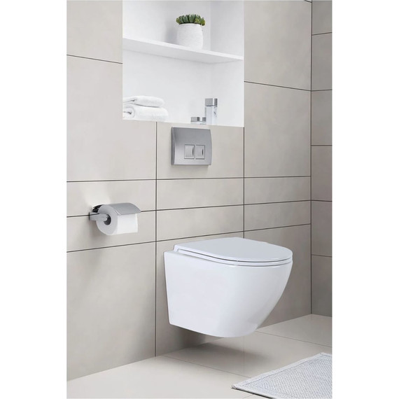 Унитаз подвесной безободковый Azario Grado AZ-0046 с тонкой крышкой микролифт - фото 8