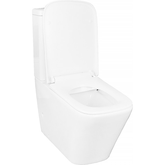 Унитаз-компакт безободковый Azario Quadro AZ-2175 UQ1 с крышкой микролифт, белый (Система смыва торнадо) - фото 3