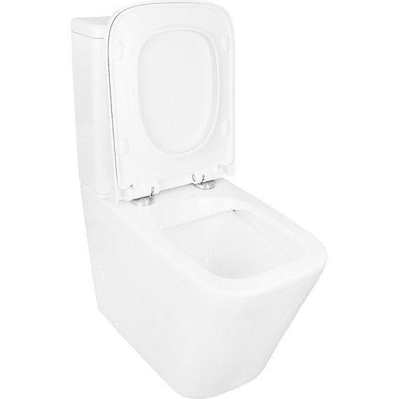 Унитаз-компакт безободковый Azario Quadro AZ-2175 UQ1 с крышкой микролифт, белый (Система смыва торнадо) - фото 4