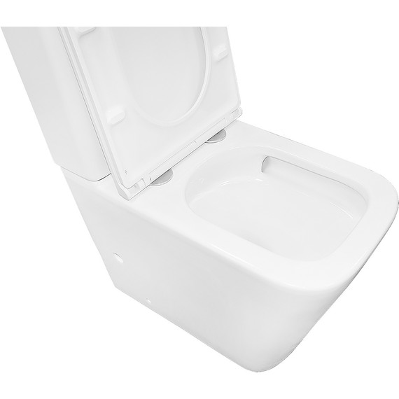 Унитаз-компакт безободковый Azario Quadro AZ-2175 UQ1 с крышкой микролифт, белый (Система смыва торнадо) - фото 5
