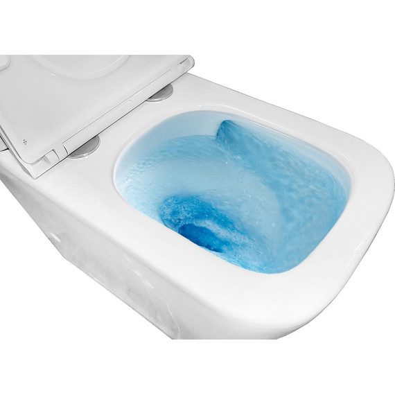 Унитаз-компакт безободковый Azario Quadro AZ-2175 UQ1 с крышкой микролифт, белый (Система смыва торнадо) - фото 6