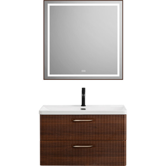 Тумба подвесная с раковиной BelBagno DUE-800-2C-SO-NOCE-P 80 см (2 ручки сатин) Noce, Цвет фасада: Noce - фото 11