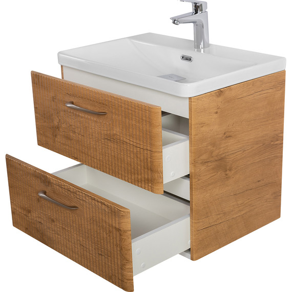 Тумба подвесная с раковиной BelBagno DUE-600-2C-SO-RN-P 60 см (2 ручки сатин) Rovere Nature, Цвет фасада: Rovere Nature - фото, картинка 8 Тумба подвесная с раковиной BelBagno DUE-600-2C-SO-RN-P 60 см (2 ручки сатин) Rovere Nature, Цвет фасада: Rovere Nature - фото 8