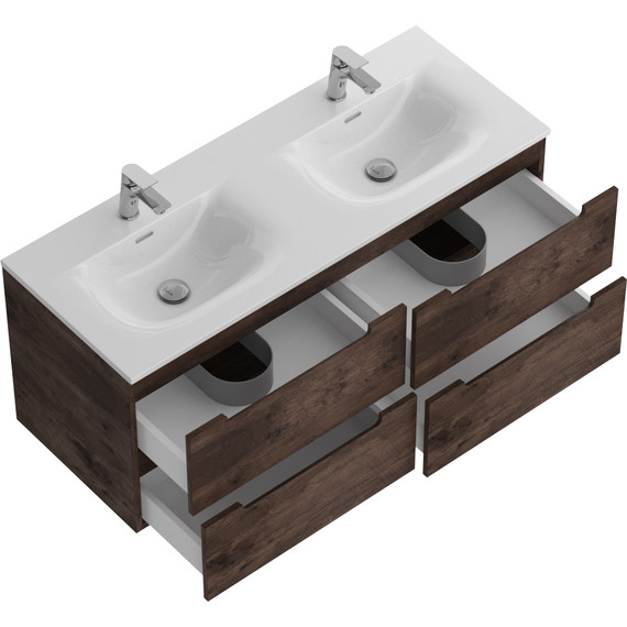 Тумба подвесная с раковиной BelBagno ETNA-1200-4C-SO-2-RW 120 см (раковина BB-8099-120-2) Rovere Moro, Цвет фасада: Rovere Moro - фото 5