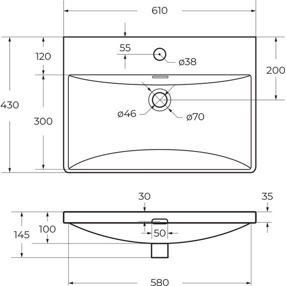 Тумба подвесная с раковиной BelBagno DUE-600-2C-SO-BL-P 60 см (2 ручки сатин) Bianco Lucido, Цвет фасада: Bianco Lucido - фото 13