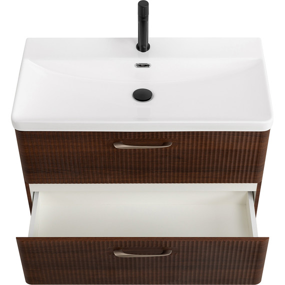 Тумба подвесная с раковиной BelBagno DUE-800-2C-SO-NOCE-P 80 см (2 ручки сатин) Noce, Цвет фасада: Noce - фото 9