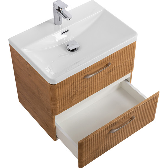 Тумба подвесная с раковиной BelBagno DUE-600-2C-SO-RN-P 60 см (2 ручки сатин) Rovere Nature, Цвет фасада: Rovere Nature - фото, картинка 3 Тумба подвесная с раковиной BelBagno DUE-600-2C-SO-RN-P 60 см (2 ручки сатин) Rovere Nature, Цвет фасада: Rovere Nature - фото 3