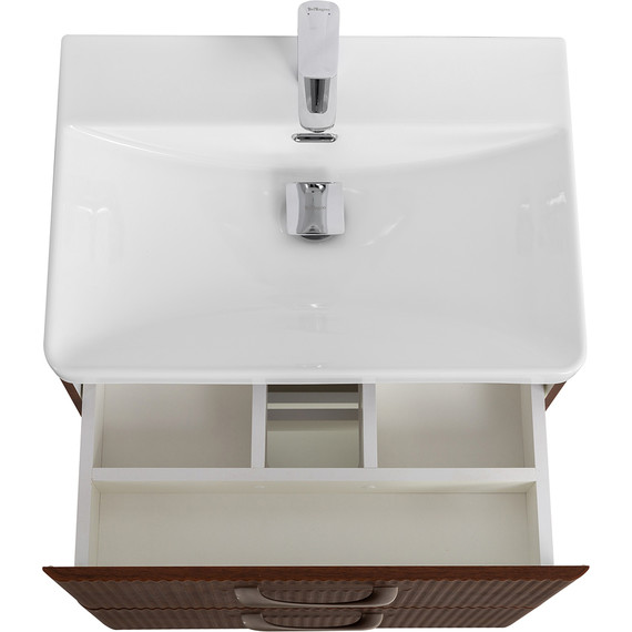 Тумба подвесная с раковиной BelBagno DUE-600-2C-SO-NOCE-P 60 см (2 ручки сатин) Noce, Цвет фасада: Noce - фото 5