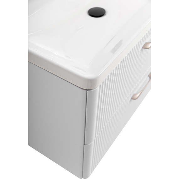 Тумба подвесная с раковиной BelBagno DUE-800-2C-SO-BM-P 80 см (2 ручки сатин) белый металлик, Цвет фасада: Белый металлик - фото 6