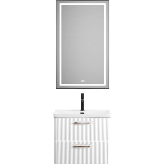 Тумба подвесная с раковиной BelBagno DUE-500-2C-SO-BL-P 50 см (2 ручки сатин) Bianco Lucido, Цвет фасада: Bianco Lucido - фото 11