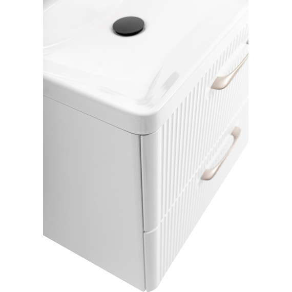 Тумба подвесная с раковиной BelBagno DUE-600-2C-SO-BL-P 60 см (2 ручки сатин) Bianco Lucido, Цвет фасада: Bianco Lucido - фото 6