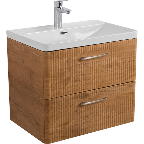 Тумба подвесная с раковиной BelBagno DUE-600-2C-SO-RN-P 60 см (2 ручки сатин) Rovere Nature, Цвет фасада: Rovere Nature - фото, картинка 2 Тумба подвесная с раковиной BelBagno DUE-600-2C-SO-RN-P 60 см (2 ручки сатин) Rovere Nature, Цвет фасада: Rovere Nature - фото 2