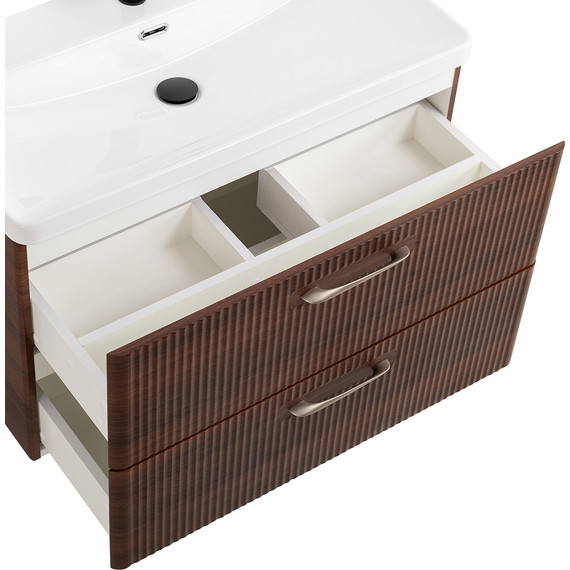 Тумба подвесная с раковиной BelBagno DUE-800-2C-SO-NOCE-P 80 см (2 ручки сатин) Noce, Цвет фасада: Noce - фото 7