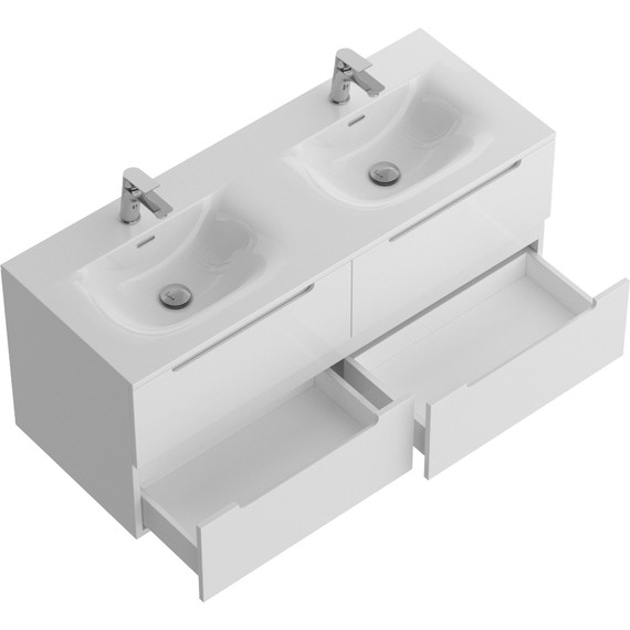 Тумба подвесная с раковиной BelBagno ETNA-1200-4C-SO-2-BL 120 см (раковина BB-8099-120-2) Bianco Lucido, Цвет фасада: Bianco Lucido - фото 3