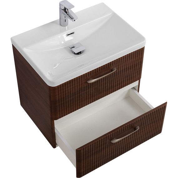 Тумба подвесная с раковиной BelBagno DUE-500-2C-SO-NOCE-P 50 см (2 ручки сатин) Noce, Цвет фасада: Noce - фото 3