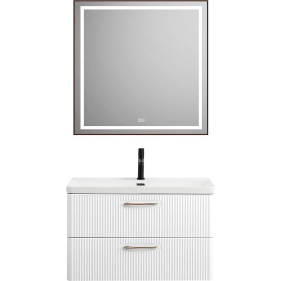 Тумба подвесная с раковиной BelBagno DUE-800-2C-SO-BL-P 80 см (2 ручки сатин) Bianco Lucido, Цвет фасада: Bianco Lucido - фото 10