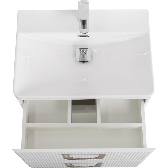 Тумба подвесная с раковиной BelBagno DUE-500-2C-SO-BM-P 50 см (2 ручки сатин) белый металлик, Цвет фасада: Белый металлик - фото 5