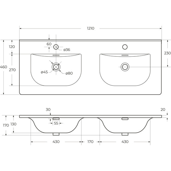 Тумба подвесная с раковиной BelBagno ETNA-1200-4C-SO-2-BL 120 см (раковина BB-8099-120-2) Bianco Lucido, Цвет фасада: Bianco Lucido - фото 12