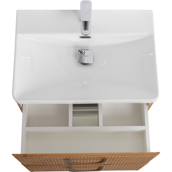 Тумба подвесная с раковиной BelBagno DUE-600-2C-SO-RN-P 60 см (2 ручки сатин) Rovere Nature, Цвет фасада: Rovere Nature - фото, картинка 4 Тумба подвесная с раковиной BelBagno DUE-600-2C-SO-RN-P 60 см (2 ручки сатин) Rovere Nature, Цвет фасада: Rovere Nature - фото 4