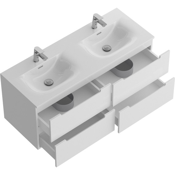 Тумба подвесная с раковиной BelBagno ETNA-1200-4C-SO-2-BL 120 см (раковина BB-8099-120-2) Bianco Lucido, Цвет фасада: Bianco Lucido - фото 5