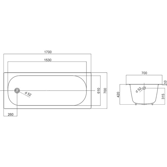 Ванна чугунная Azario Vivian 170х70 см Vivian с ножками в комплекте - фото 7