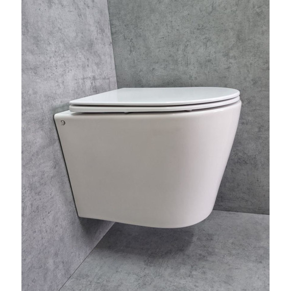 Унитаз подвесной CeramaLux Rimless TR5178 с крышкой микролифт (Система смыва торнадо), Цвет производителя: белый - фото, картинка 2 Унитаз подвесной CeramaLux Rimless TR5178 с крышкой микролифт (Система смыва торнадо), Цвет производителя: белый - фото 2