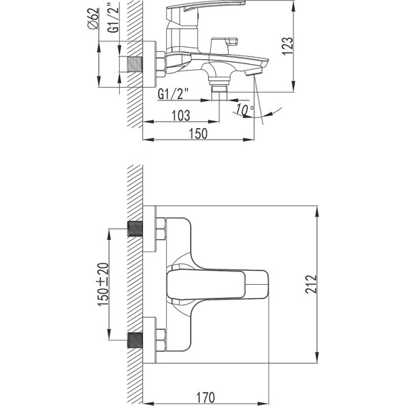 Смеситель для ванны Azario AZ-HU245910 - фото, картинка 2 Смеситель для ванны Azario AZ-HU245910 - фото 2