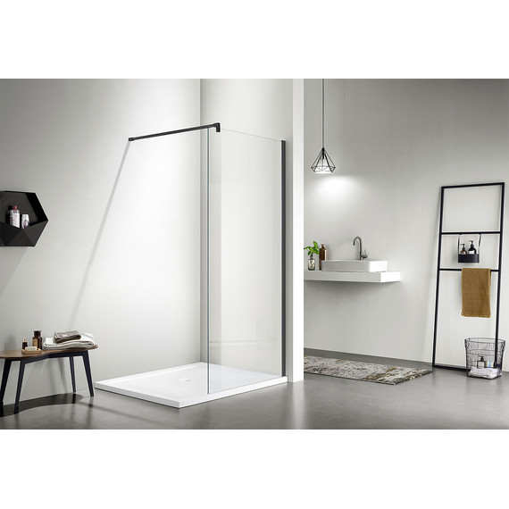 Душевая перегородка Azario Chicago Walk-in 100 см AZ-NAR6310 1000 Black (стекло 8 мм) с кронштейном в комплекте, чёрный/прозрачное - фото 2