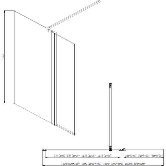 Душевая перегородка Azario Chicago 90 см AZ-NAR6321 900 (стекло 8 мм) с кронштейном в комплекте, хром/прозрачное - фото 4