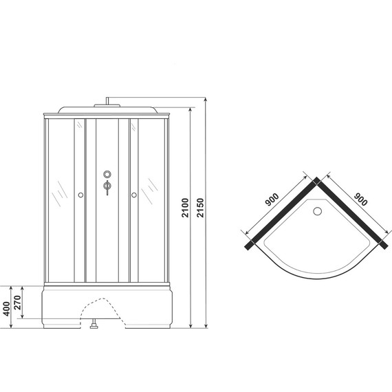 Душевая кабина Loranto 90х90 см CS-986ТМ/G, хром/мозаика - фото 4