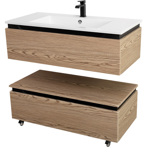 Тумба подвесная с раковиной Cezares SLIDER-1000-1C-SO-RT-P 100 см, дуб тангент - фото 6